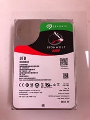Lot 469  
            Edinburgh SR33 - Delivery Only 

                
SEAGATE 8TB IRONWOLF NAS SATA INTERNAL 3.5" HDD (ORIGINAL RRP - £189): MODEL NO S...