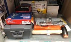 Lot 530  
            Edinburgh SR33 - Delivery Only 
                
QUANTITY OF TOOLS & HOME IMPROVEMENT ITEMS TO INCLUDE SEALEY SMS01 DRILL BIT SHAR...