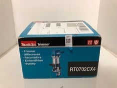 Lot 547  
            Edinburgh SR33 - Delivery Only 
                
MAKITA RT0702CX4/2 240V ¼” ROUTER TRIMMER SUPPLIED WITH TRIMMER BASE. 18+ ID REQU...