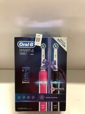 Lot 562  
            Edinburgh SR33 - Delivery Only 

                
ORAL-B SMART 4 2X ELECTRIC TOOTHBRUSHES FOR ADULTS, MOTHERS DAY GIFTS FOR HER / H...