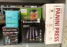 Lot 56  
            Edinburgh SR33 - Delivery Only 

                
QUANTITY OF KITCHEN & APPLIANCES ITEMS TO INCLUDE RUSSELL HOBBS GROOVE ELECTRIC 1...
