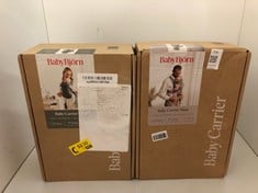Lot 716  
            Edinburgh SR33 - Delivery Only 

                
BABYBJÖRN BABY CARRIER MINI, 3D MESH, GREY BEIGE + BABY BJORN BABY CARRIER DARK G...