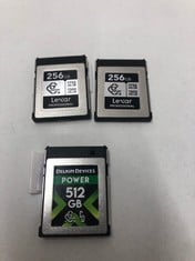 Lot 796  
            Edinburgh SR33 - Delivery Only 

                
X3 ASSORTED CF EXPRESS TYPE B STORAGE CARDS TO INCLUDE DELKIN DEVICES 512GB.  [JP...
