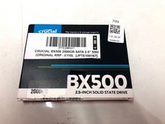 Lot 799  
            Edinburgh SR33 - Delivery Only 

                
CRUCIAL BX500 2000GB SATA 2.5" SSD (ORIGINAL RRP - £110).  [JPTE100167]: LOCATION...