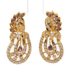 Lot 109  
            Nottingham Luxury Room - Delivery Only 

                
22K Yellow Pink and Clear Stone Pair of Earrings, 2.6x1cm, 6.6g.  Auction Guide: ...