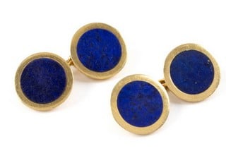 Lot 118  
            Nottingham Luxury Room - Delivery Only 

                
18ct Yellow Gold Pair of Blue Round Cufflinks, 1.5cm, 10.3g.  Auction Guide: £450...