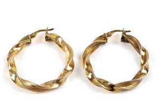 Lot 126  
            Nottingham Luxury Room - Delivery Only 

                
9K Yellow Twist Hoop Earrings, 3.3cm, 4.5g (VAT Only Payable on Buyers Premium) M...