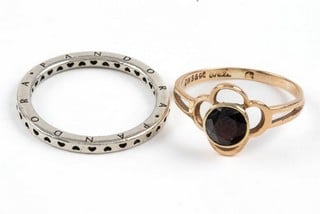 Lot 132  
            Nottingham Luxury Room - Delivery Only 

                
Pandora Silver Heart Band Ring, Size Q, 2.3g. 9K Rose Black Stone Ring, Size M½, ...