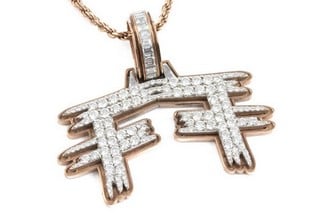 Lot 30  
            Nottingham Luxury Room - Delivery Only 

                
9ct Rose Gold Diamond Fancy Pendant, 6x5.5cm and Rope Chain, 65cm, total weight 5...