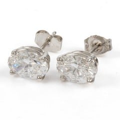 Lot 48  
            Nottingham Luxury Room - Delivery Only 

                
Platinum 950 2.10ct Total Laboratory Grown Oval Brilliant-cut Diamond Stud Earrin...