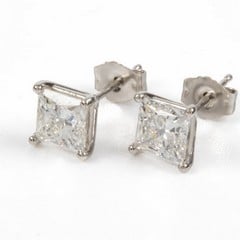 Lot 49  
            Nottingham Luxury Room - Delivery Only 

                
Platinum 950 3.12ct Total Laboratory Grown Princess-cut Diamond Stud Earrings, 2....