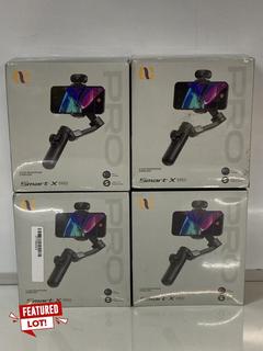 Lot 185  
            Birmingham Tech  - Parcel Delivery Only 

                
4 X AOCHUAN SMART X PRO SMARTPHONE GIMBLE (ORIGINAL RRP - £360) IN GRAY. (PHONE S...