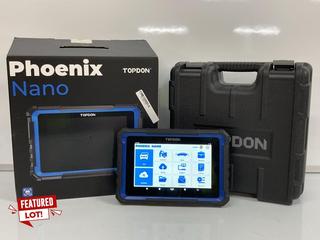 Lot 3  
            Birmingham Tech  - Parcel Delivery Only 

                
TOPDON PHOENIX NANO CAR DIAGNOSTIC TOOL (ORIGINAL RRP - £700) IN BLACK AND BLUE. ...