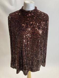 Lot 147  
            Birmingham Premium - Parcel Delivery Only 
                
WHISTLES HIGH NECK SEQUIN TOP (SIZE 14) ORIGINAL RRP £119