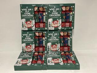 Lot 270  
            Birmingham Premium - Parcel Delivery Only 

                
6 X CHRISTMAS CRACKER TO INCLUDE WHO AM I ELF GAME CRACKERS