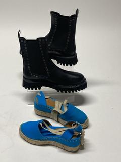 Lot 55  
            Birmingham Premium - Parcel Delivery Only 
                
RALPH LAUREN UMA CRYSTAL BLUE WOMAN SHOE (SIZE 39B) AND JESSICA BLACK (SIZE 7-7.5...