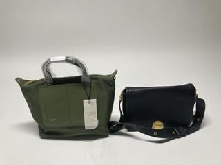 Lot 57  
            Birmingham Premium - Parcel Delivery Only 
                
TED BAKER TOTE BAG GREEN AND ONE SMALL BLACK BAG TOTAL ORIGINAL RRP £130