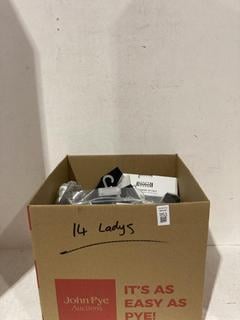 Lot 1153  
            Birmingham SR107 - Parcel Delivery Only 

                
BOX OF ITEMS TO INCLUDE WOLFORD TUMMY 20 CONTROL TOP TIGHTS