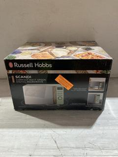 Lot 179  
            Birmingham SR107 - Parcel Delivery Only 
                
RUSSELL HOBBS SCANDI COMPACT MATT GREEN DIGITAL MICROWAVE