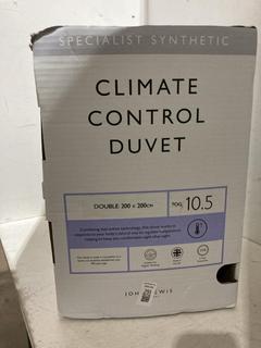 Lot 291  
            Birmingham SR107 - Parcel Delivery Only 

                
JOHN LEWIS & PARTNERS CLIMATE CONTROL DUVET DOUBLE