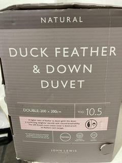 Lot 321  
            Birmingham SR107 - Parcel Delivery Only 

                
JOHN LEWIS & PARTNERS NATURAL FEATHER & DUCK DOWN DUVET DOUBLE