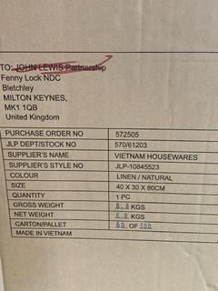 Lot 353  
            Birmingham SR107 - Parcel Delivery Only 
                
JOHN LEWIS & PARTNERS PINE AND BULRUSH 3 DRAWER STORAGE UNIT