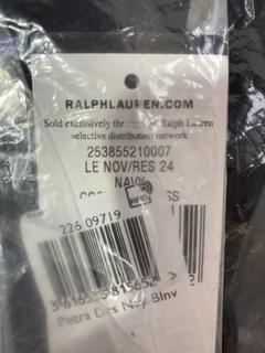 Lot 480  
            Birmingham SR107 - Parcel Delivery Only 
                
RALPH LAUREN PETRA DRESS NAVY BLUE SIZE 14 ORIGINAL RRP £259