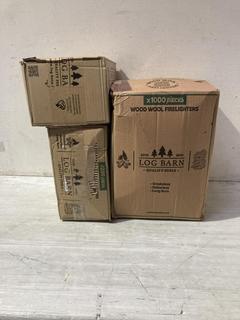 Lot 543  
            Birmingham SR107 - Parcel Delivery Only 
                
3 X BOXES OF LOG BARN WOOD WOOL FIRELIGHTERS