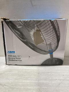 Lot 563  
            Birmingham SR107 - Parcel Delivery Only 

                
RAM RAPID 450MM PEDESTAL FAN