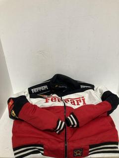 Lot 608  
            Birmingham SR107 - Parcel Delivery Only 

                
RED FERRARI MULTI LOGO JACKET UK SIZE S
