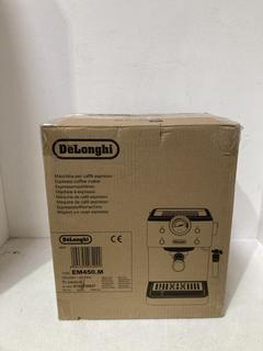Lot 62  
            Birmingham SR107 - Parcel Delivery Only 
                
DELONGHI ESPRESSO AND COFFEE MACHINE WITH STEAM WAND MODEL: EM450 ORIGINAL RRP £169