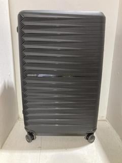 Lot 730  
            Birmingham SR107 - Parcel Delivery Only 
                
AMERICAN TOURISTER STEEL GREY HARD BODY SUITCASE