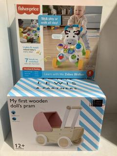 Lot 739  
            Birmingham SR107 - Parcel Delivery Only 
                
2 X CHILDRENS TOYS TO INCLUDE FISHER-PRICE LEARN WITH ME ZEBRA WALKER