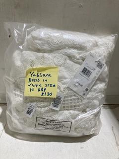 Lot 806  
            Birmingham SR107 - Parcel Delivery Only 
                
YAS YASSANA DRESS IN WHITE SIZE 12 ORIGINAL RRP £130