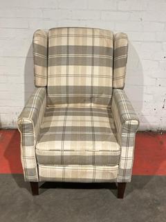 Lot 181  
            Birmingham SR106 - Collection or Optional Delivery Available 

                
CHECK WINGBACK SINGLE ARMCHAIR (LOCATION: A5)