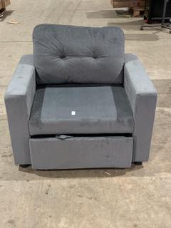 Lot 186  
            Birmingham SR106 - Collection or Optional Delivery Available 

                
GREY VELVET SINGLE ARMCHAIR (LOCATION: A5)