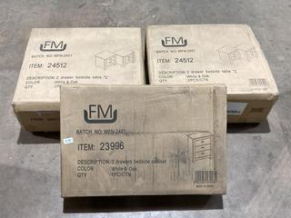 Lot 262  
            Birmingham SR106 - Collection or Optional Delivery Available 

                
3 X MAXI ITEMS TO INCLUDE 3 DRAWER BEDSIDE CABINET IN WHITE OAK - ITEM 23996 (LOC...