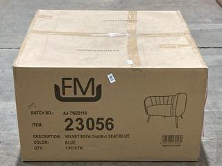 Lot 267  
            Birmingham SR106 - Collection or Optional Delivery Available 

                
FURNITURE MAXI VELVET SOFA CHAIR 1 SEAT IN BLUE - ITEM 23056 (LOCATION: A10)