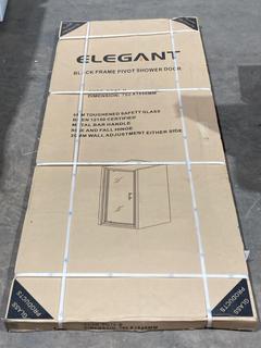 Lot 389  
            Birmingham SR106 - Collection or Optional Delivery Available 

                
ELEGANT BLACK FRAME PIVOT SHOWER DOOR ORIGINAL RRP £130 (LOCATION: B15)