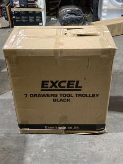 Lot 397  
            Birmingham SR106 - Collection or Optional Delivery Available 

                
EXCEL 7 DRAWERS TOOL TROLLEY BLACK ORIGINAL RRP £240 (LOCATION: B15)