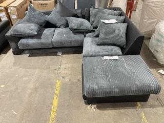 Lot 433  
            Birmingham SR106 - Collection or Optional Delivery Available 

                
RESTNEST LARGE DINO 5 SEAT CORNER SOFA IN BLACK AND GREY - ORIGINAL RRP £540 (LOC...