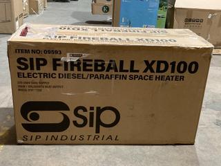 Lot 516  
            Birmingham SR106 - Collection or Optional Delivery Available 

                
SIP FIREBALL XD100 ELECTRIC DIESEL PARAFFIN SPACE HEATER ORIGINAL RRP £339 (LOCAT...