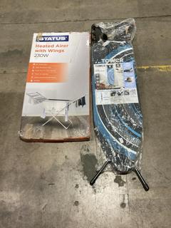 Lot 524  
            Birmingham SR106 - Collection or Optional Delivery Available 

                
STATUS HEATED AIRER WITH WINGS 230W TO INCLUDE TOWER ECLIPSE LARGE IRONING BOARD ...