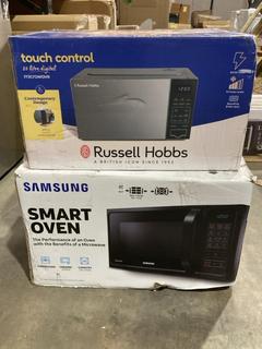 Lot 617  
            Birmingham SR106 - Collection or Optional Delivery Available 

                
4 X MICROWAVES TO INCLUDE SAMSUNG SMART MICROWAVE OVEN (LOCATION: RACKINGS)