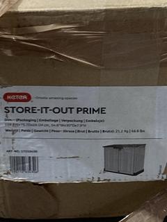Lot 659  
            Birmingham SR106 - Collection or Optional Delivery Available 

                
KETER STORE IT OUT NOVA OUTDOOR GARDEN STORAGE SHED IN LIGHT GREY - ORIGINAL RRP ...