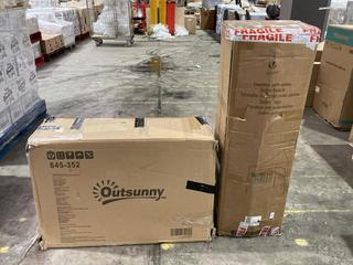 Lot 678  
            Birmingham SR106 - Collection or Optional Delivery Available 

                
VOUNOT GAZEBO WITH SIDES 3 X 6M TO INCLUDE OUTSUNNY WOODEN GARDEN STORAGE SHED UT...