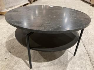 Lot 152  
            Birmingham SR103  - Collection or Optional Delivery Available 

                
DAVID PHILLIPS BLACK MARBLE EFFECT ROUND COFFEE TABLE ORIGINAL RRP £240