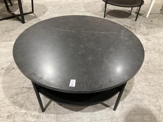 Lot 153  
            Birmingham SR103  - Collection or Optional Delivery Available 

                
DAVID PHILLIPS BLACK MARBLE EFFECT ROUND COFFEE TABLE ORIGINAL RRP £240