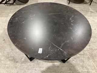 Lot 154  
            Birmingham SR103  - Collection or Optional Delivery Available 

                
DAVID PHILLIPS BLACK MARBLE EFFECT ROUND COFFEE TABLE ORIGINAL RRP £240