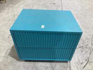 Lot 170  
            Birmingham SR103  - Collection or Optional Delivery Available 

                
DAVID PHILLIPS BLUE FLUTED 2 DRAWER BEDSIDE TABLE £260